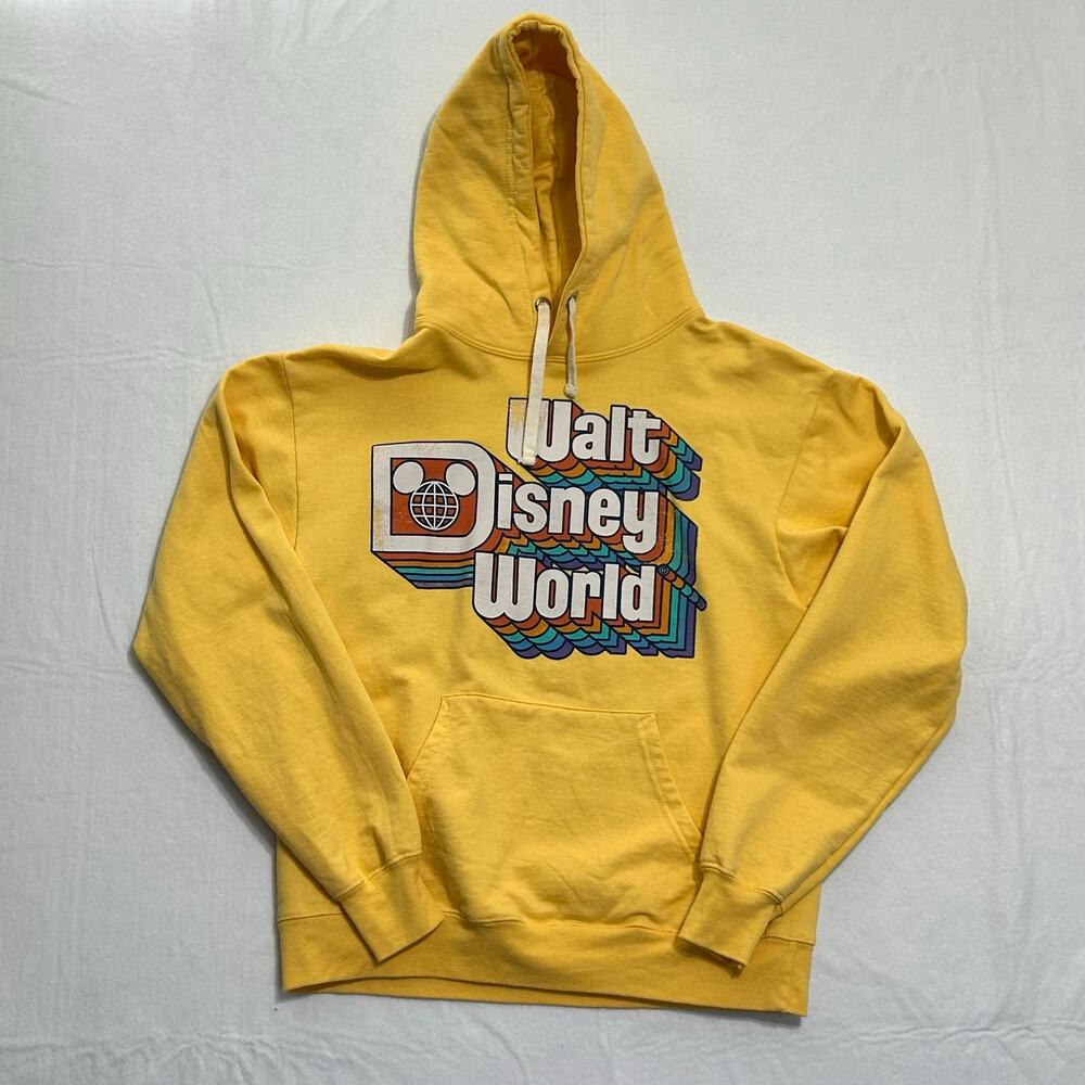 Walt Disney World Park Hoodle Sweatshirt Yellow Small WDW Pull Over Retro